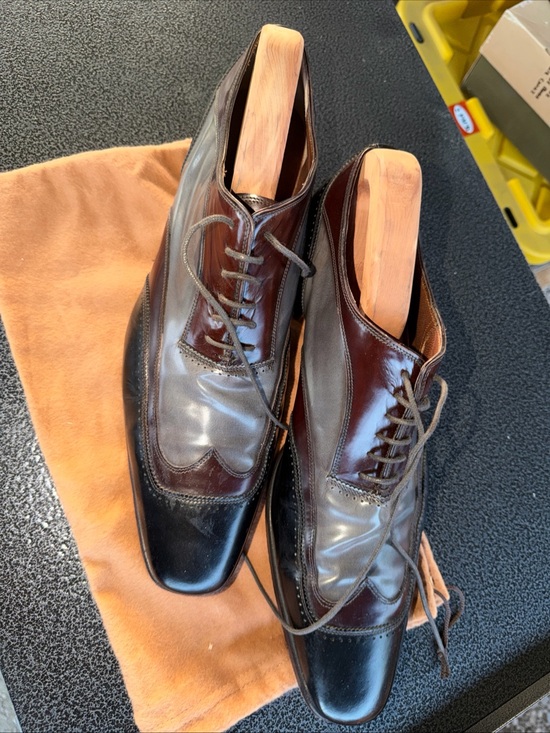 Men\'s Two-Tone Leather Dress Oxfords - Brown & Black main image 5